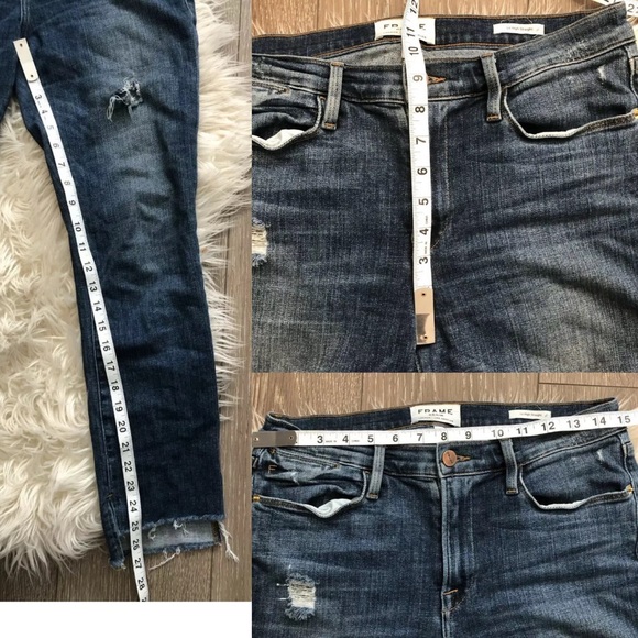 EUC FRAME denim staggered raw hem straight leg jeans - Picture 3 of 3